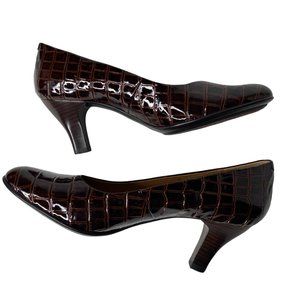 Sofft Rivoli Women's Dark Brown Faux Croc Pumps 1036235 Size 10M